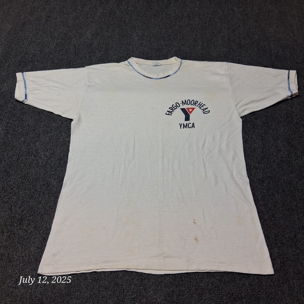 VTG Champion Fargo Moorhead YMCA Single Stitch T Shirt Size Large White‎